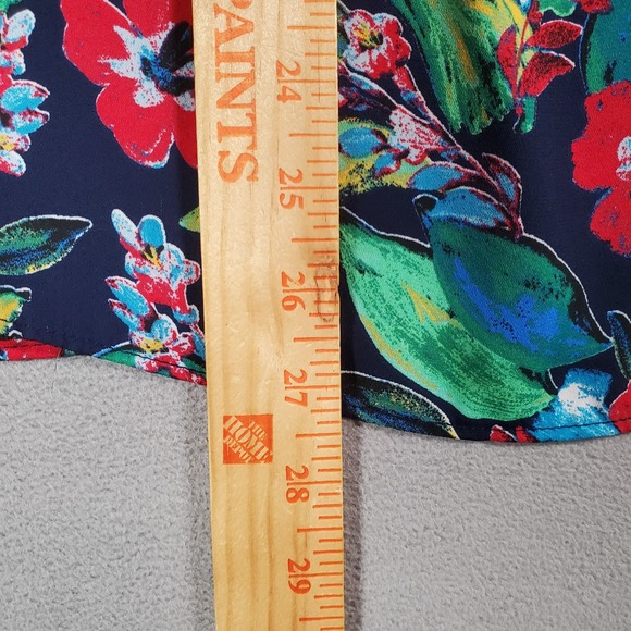 Zac & Rachel Top Womens 2X Blue Red Floral Ruffle Flutter Cap Sleeve Boho Artsy - Picture 4 of 7